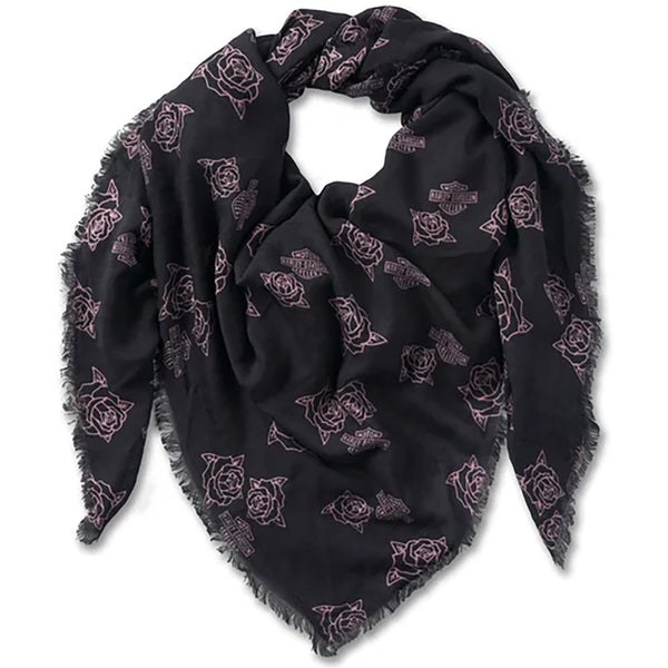 Harley-Davidson Women's Rosebud Shawl, Black 97642-25VW