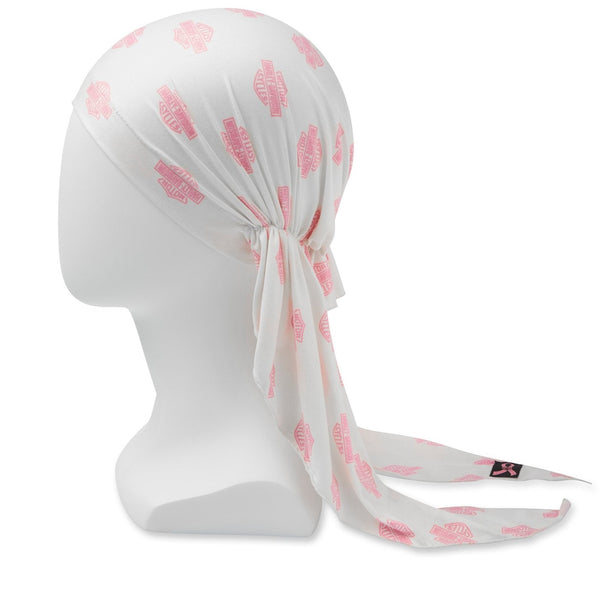 Harley-Davidson Women's Pink Label Repeated B&S Logo Head Scarf, White/Pink 97645-25VW