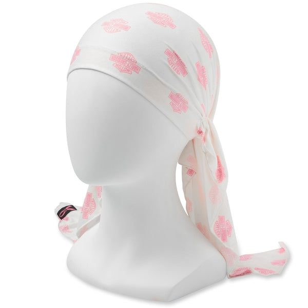 Harley-Davidson Women's Pink Label Repeated B&S Logo Head Scarf, White/Pink 97645-25VW