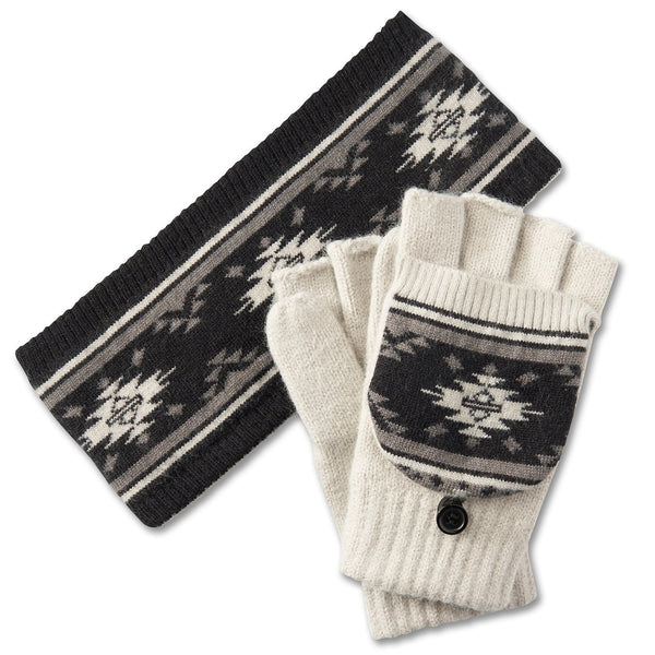 Harley-Davidson Women's Ear Warmer & Fingerless Glove Mitten Cover Gift Set, White/Black 97680-25VW