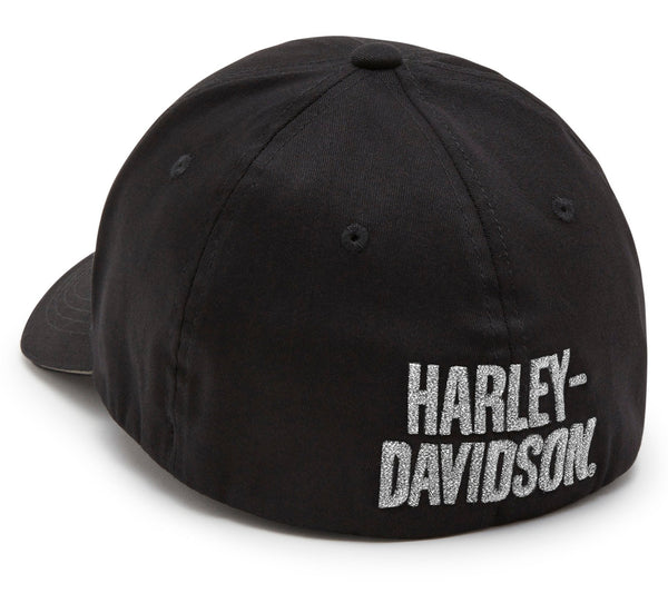 Harley-Davidson Men's Willie G. Skull Reflective Softail Stretch Fit Hat, Black Cap 97683-25VM