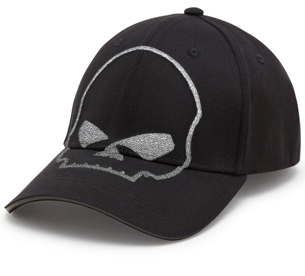 Harley-Davidson Men's Willie G. Skull Reflective Softail Stretch Fit Hat, Black Cap 97683-25VM