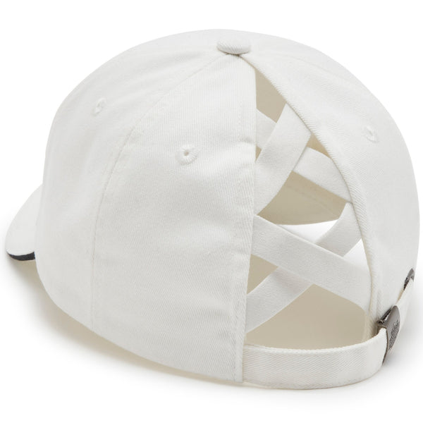 Harley-Davidson Women's Essential Arched Font Ponytail Adjustable Hat, White Cap97709-25VW