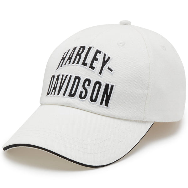 Harley-Davidson Women's Essential Arched Font Ponytail Adjustable Hat, White Cap97709-25VW