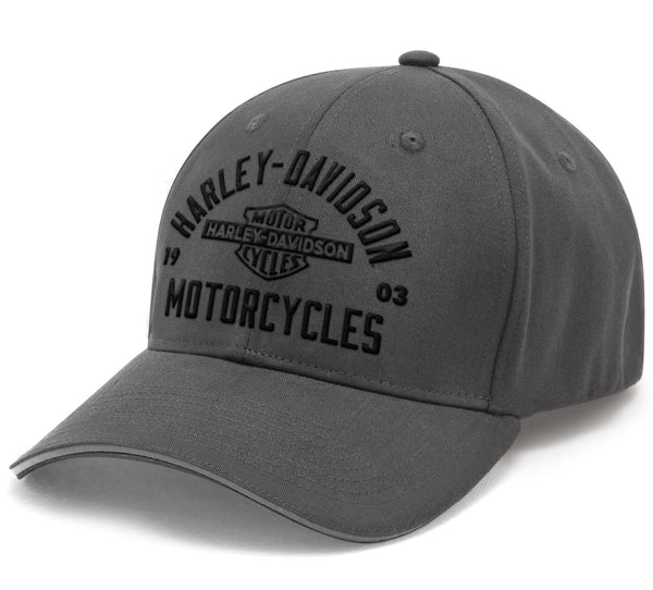 Harley-Davidson Men's Apex Softail Stretch-Fit Baseball hat, Asphalt Gray Cap 97721-25VM