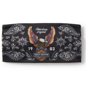 Harley-Davidson Women's Neon Vintage Up-Winged Eagle Headwrap, Black 97733-25VW