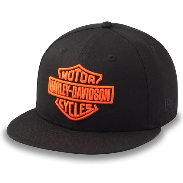 Harley-Davidson Bar & Shield Logo With Flames Inside Brim 59Fifty Fitted Cap, Hat Black/Pearl