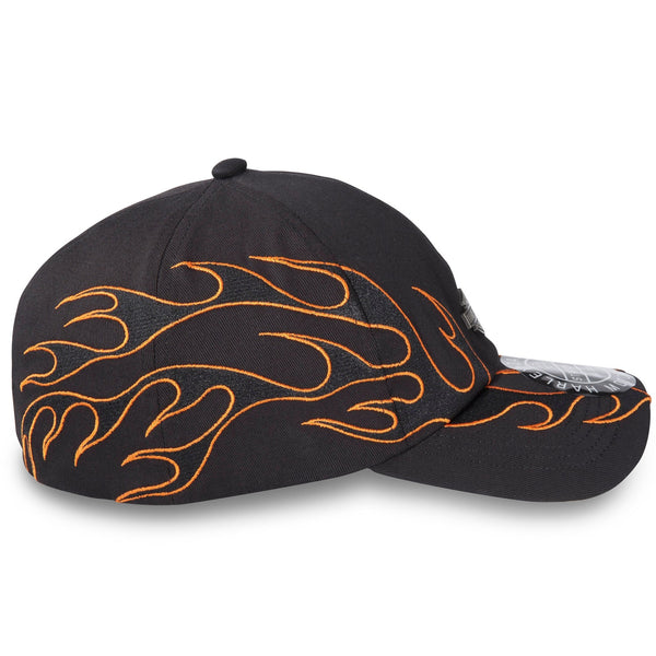 Harley-Davidson Fuel To Flames Stretch-Fit Baseball Cap, Black Hat 97742-24VM