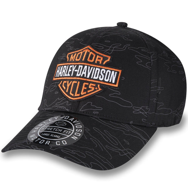 Harley-Davidson Men's Enflame Bar & Shield Stretch-Fit Cap Fitted Baseball Hat