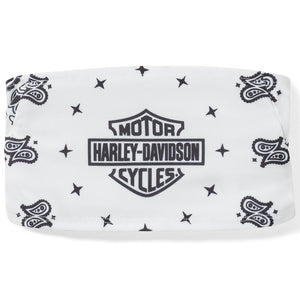 Harley-Davidson bandana with logo and patterns on a white background