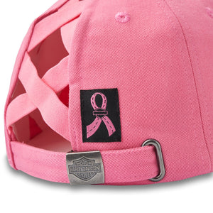 Harley-Davidson Women's Pink Label Ponytail Adjustable Closure Cap, Hat