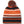 Striped beanie with orange, black, and white colors on a white background