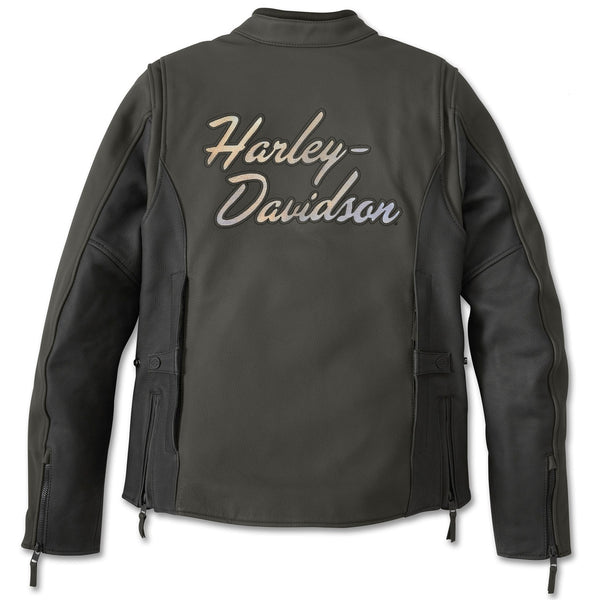 Harley-Davidson Women's Gallun 2.0 H-D Triple Vent System Leather Riding Jacket, Olive Green 98000-24VW