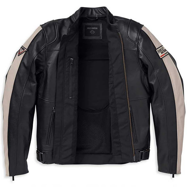 Harley-Davidson Men's Enduro Striped Leather Riding Jacket, Black 98003-22VM