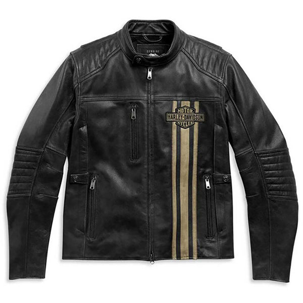 Harley-Davidson Men's H-D Triple Vent Passing Link II Leather Jacket, Black 98005-21VM
