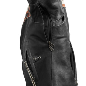 Harley-Davidson Women's Triple Vent Miss Enthusiast II Leather Jacket, White/Black/Orange 98008-21VW
