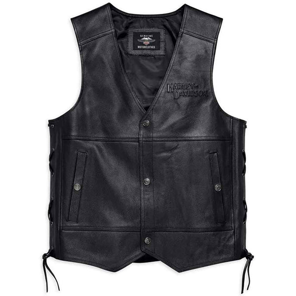Harley-Davidson Men's Tradition II Midweight Leather Vest, Black 98024-18VM