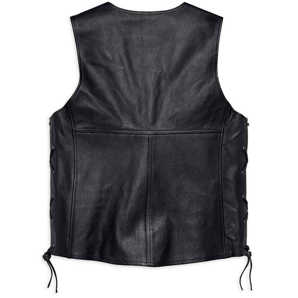 Harley-Davidson Men's Tradition II Midweight Leather Vest, Black 98024-18VM