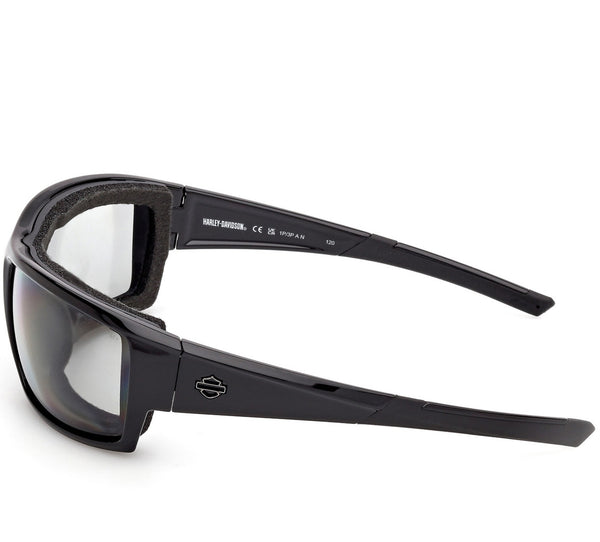 Harley-Davidson Men's Juneau 2.0 Clear Light-Adjusting Sunglasses, Shiny Black HZ0048 01D