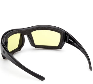 Harley-Davidson Men's Juneau 2.0 Yellow Light-Adjusting Sunglasses, Shiny Black