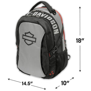 Harley-Davidson Renegade III Classic Bar & Shield Air Flow Designed 18" x 14.5" x 10" Backpack, Gray/Black 99209