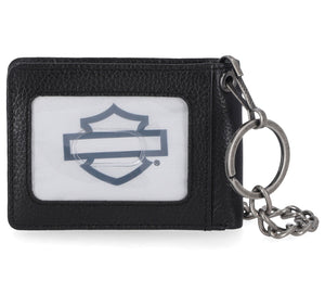 Harley-Davidson Men's Bar & Shield Rubber Patch Bi-Fold Leather Wallet, Black MWM096/08