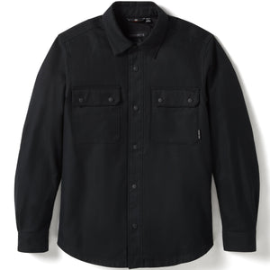 Black shirt with two front pockets on a white background
