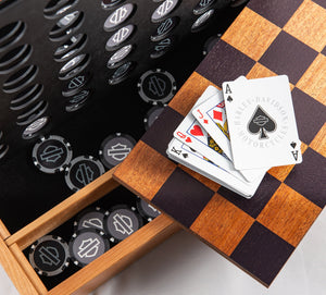 Harley-Davidson Deluxe 3 in 1 Game Set Four Across / Checkers / Playing cards, DW66937