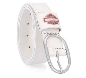 Harley-Davidson Women's Direct Bar & Shield Keeper Genuine Leather Belt, White BMW033/45