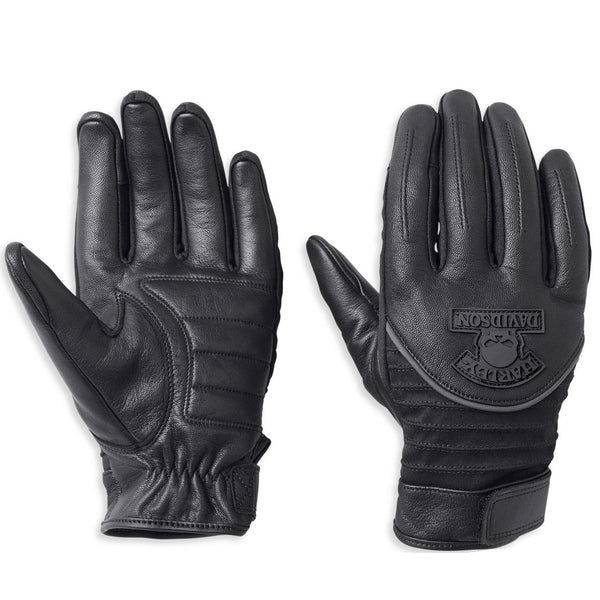 Harley-Davidson Men's Willie G. Skull Mixed Media Full-Finger Gloves, Black 98136-22VM