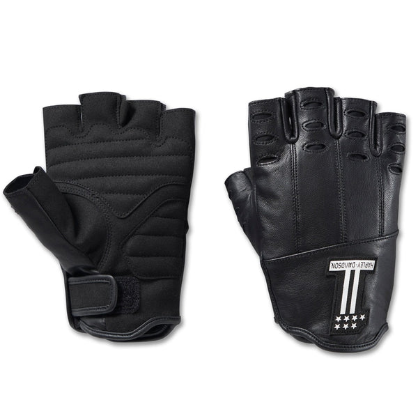 Harley-Davidson Men's Loyalist Fingerless Leather Gloves, Black 98138-23VM