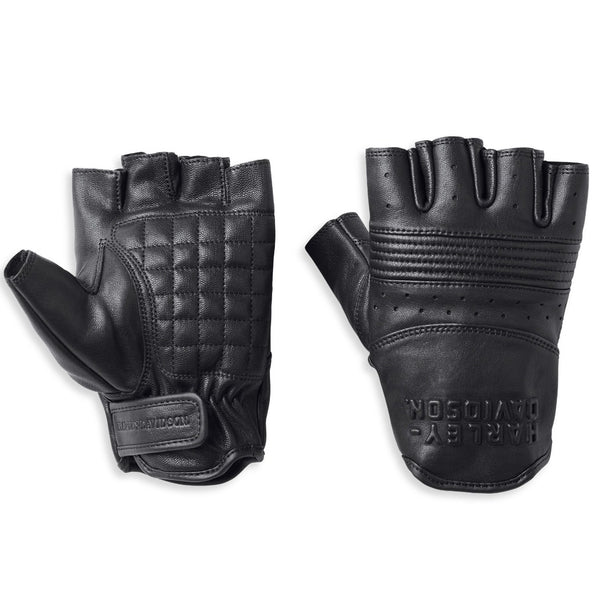 Harley-Davidson Men's Oakbrook Fingerless Leather Gloves, Black 98143-22VM