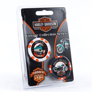 Harley-Davidson Vintage Series 13 - 1960 XLH Sportster Collectible Poker Chips, Black/Orange DW6823