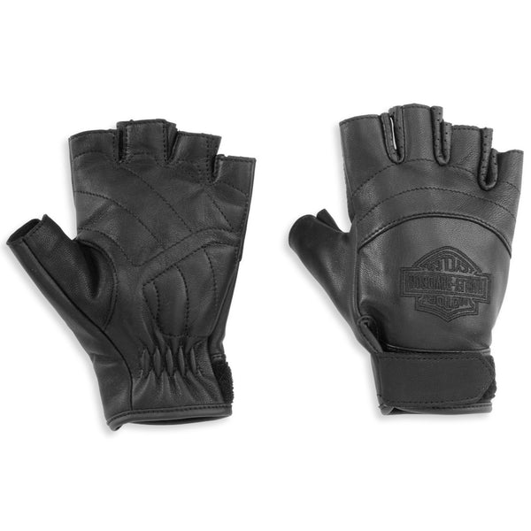 Harley-Davidson Women's Bar & Shield Fingerless Leather Gloves, Black 98170-21VW