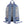 The back view of a backpack featuring a textured blue fabric body, a gray mesh back panel, and blue padded shoulder straps, shown against a plain white background.