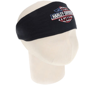 Harley-Davidson Little Girls RWB Americana Bar & Shield Logo Stretchy Headband, Black 7222624