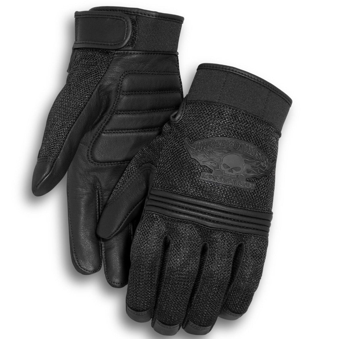 Harley-Davidson Men's Winged Skull Full-Finger Leather Gloves
