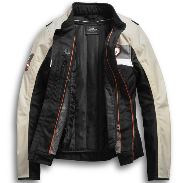 Harley-Davidson Women's Fennimore Riding Colorblocked Functional Jacket, White/Black/Orange 98287-19VW
