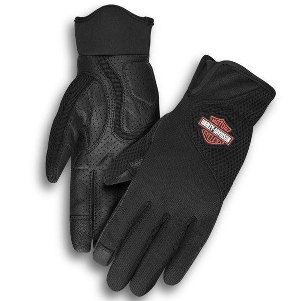 Harley-Davidson Women's Odessa Mesh Touchscreen Compatible Full-Finger Gloves, Black 98330-19VW