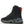 A black mid-top lace-up boot with a side zipper, dark gray sole, and bright orange pull tabs on the heel, shown from a side profile on a white background.