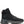 A black high-top motorcycle boot with a chunky gray sole, featuring a small Harley-Davidson logo on the side and a small orange pull tab on the heel, shown against a plain white background.