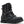 A black leather lace-up ankle boot with silver metal studs, buckles, and a side zipper, shown from a three-quarters angle on a white background.