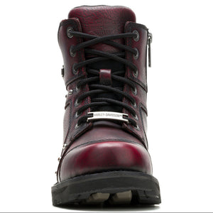 Harley-Davidson Women's Oakleigh Premium Leather 1.25" Heel Laced Boot, Burnt Red D84869