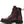 A dark red leather lace-up ankle boot with a black side zipper, black laces, and a black sole, shown from a side profile on a white background.