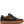 A low-top sneaker with a black suede base and a brown leopard print pattern on the side panels, featuring black laces, gold eyelets, and a thick brown gum sole.