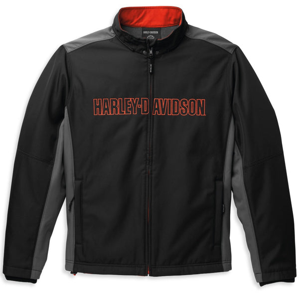 Harley-Davidson Men's Bar & Shield Hooded Softshell Jacket, Black/Gray 98403-22VM