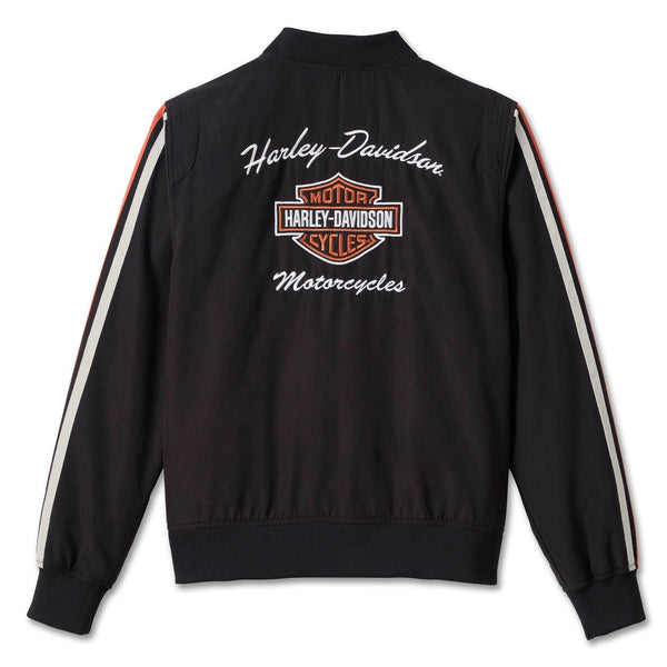 Harley-Davidson Women's Iconic Colorblocked Stripe Bomber Jacket, Black/Orange 98403-23VW