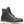 A black leather motorcycle boot with a silver Harley-Davidson logo on the side, featuring a white sole, photographed against a solid white background.