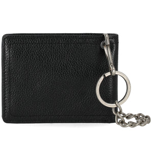 Harley-Davidson Men' Metal Open Bar & Shield Logo Leather Chain Slim Fold Bi-Fold Wallet, Black MWM099/08