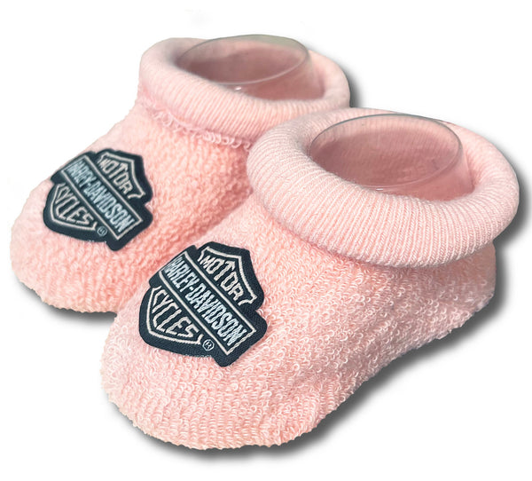 Harley-Davidson Baby Girls' Infant Bootie Socks, Dusty Pink